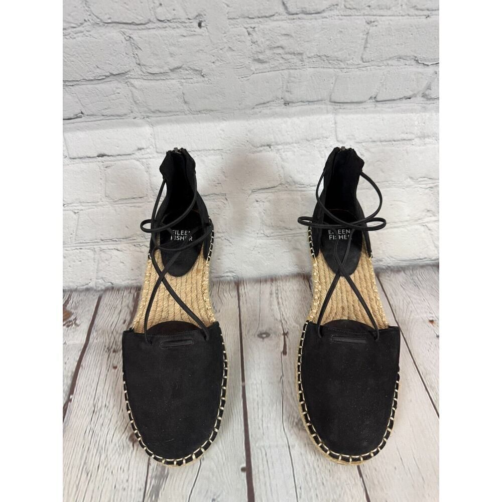 EILEEN FISHER Lala espadrille flat black sandals size 7.5 NWOB - Picture 2 of 10
